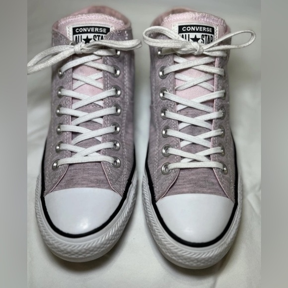 Converse Shoes Womens 8 Chuck Taylor All Star Sneakers Pink Gray Canvas High - Picture 1 of 12